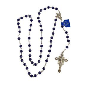 America Needs Fatima 1917 2017 100 Year Anniversary Rosary Blue Glass Italy